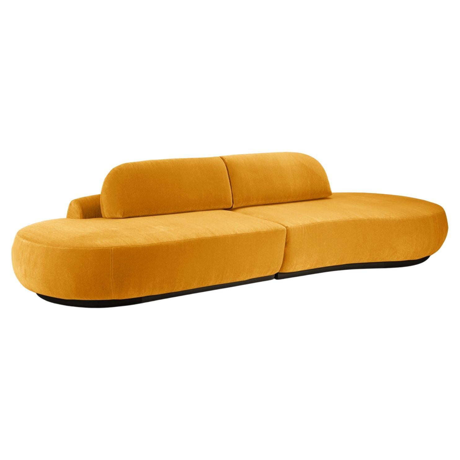 Naked Curved Sectional Sofa, 2 Piece with Beech Ash-056-5 and Corn