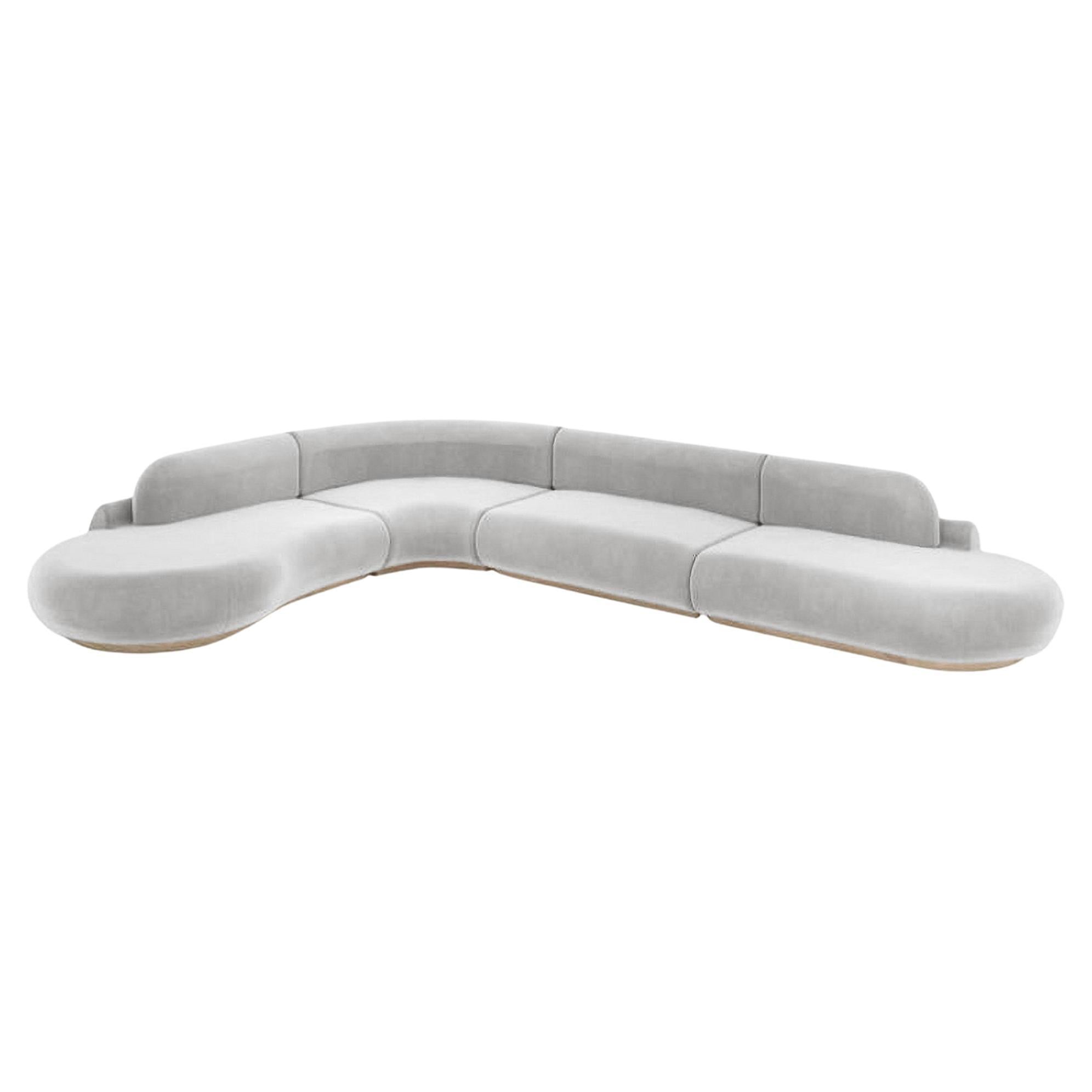 Naked Curved Sectional Sofa, 4 Piece with Natural Oak and Aluminium For Sale