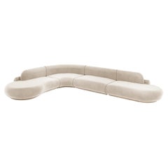 Naked Curved Sectional Sofa, 4 Stück mit Eiche Natur und Boucle-Schneef