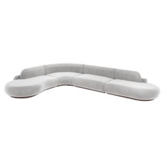 Naked Curved Sectional Sofa, 4 Piece with Beech Ash-056-1 and Aluminum