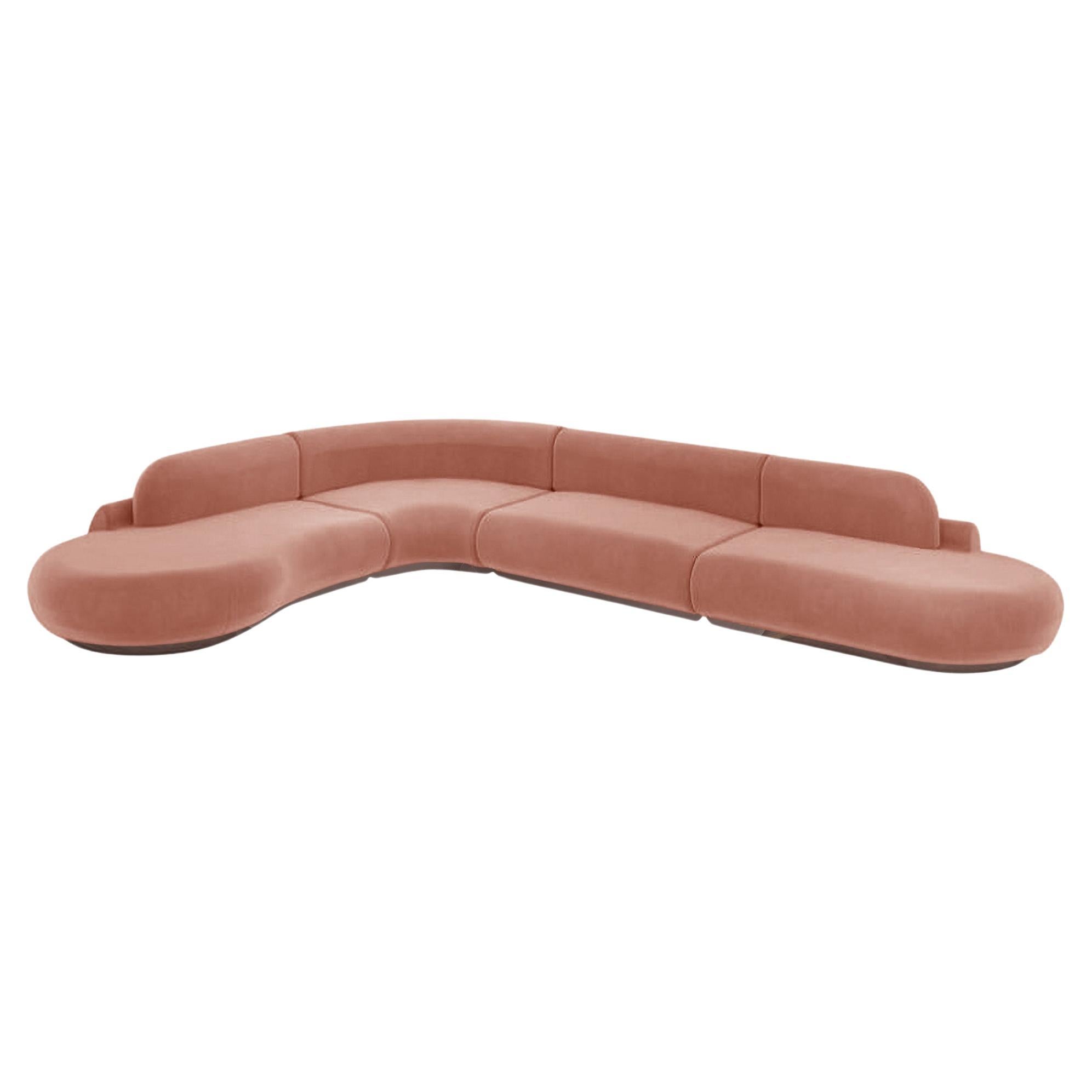 Divano Naked Curved Sectional, 4 pezzi con Frassino-056-1 e Mattone di Parigi