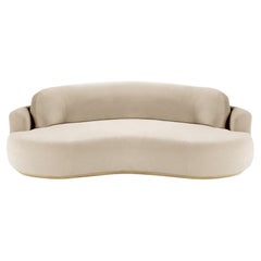 Naked Round Sofa, Small with Natural Oak and Boucle Snow