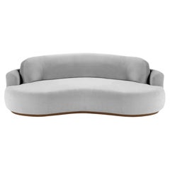 Naked Rundes Sofa, klein mit Eschenholz-Asche-056-1 und Aluminium