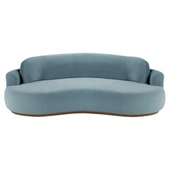 Naked Rundes Sofa, klein mit Eschenholz-Asche-056-1 und Pariser Dunkelblau