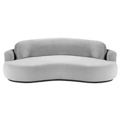Gesichtiges rundes Sofa, klein mit Eschenholz-Asche-056-5 und Aluminium