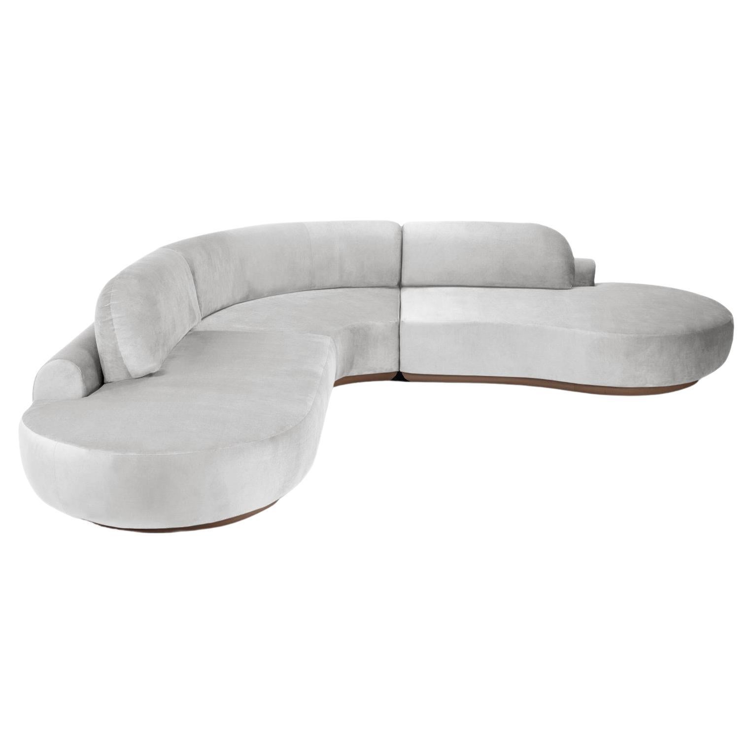 Naked Curved Sectional Sofa, 3 Piece with Beech Ash-056-1 and Aluminium For Sale