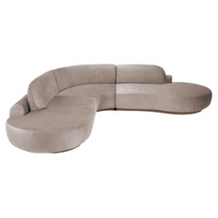 Canapé sectionnel à courbes nues, 3 pièces avec socle en hêtre-056-1 et souris Paris