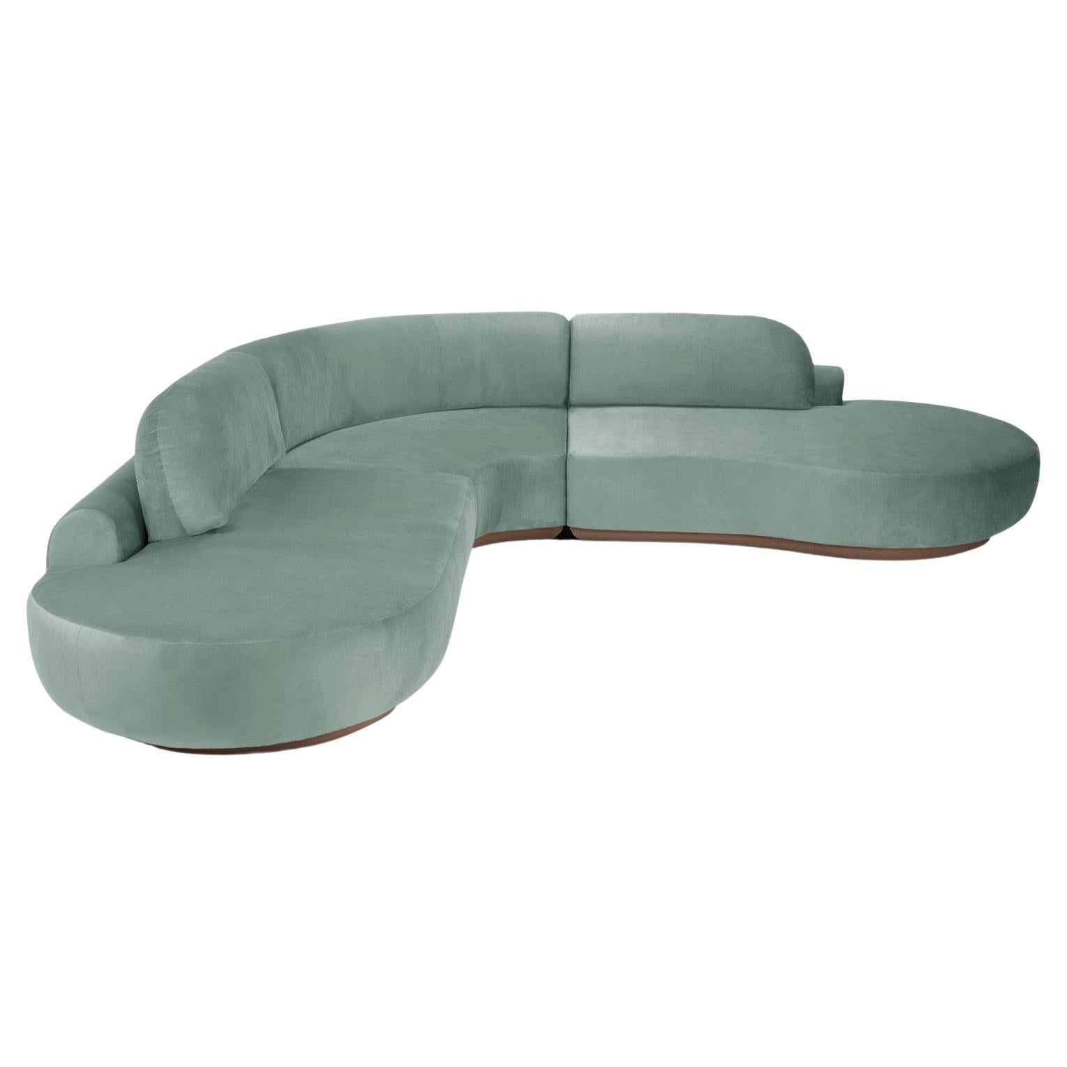 Naked Curved Sectional Sofa, 3 Piece with Beech Ash-056-1 and Smooth 60