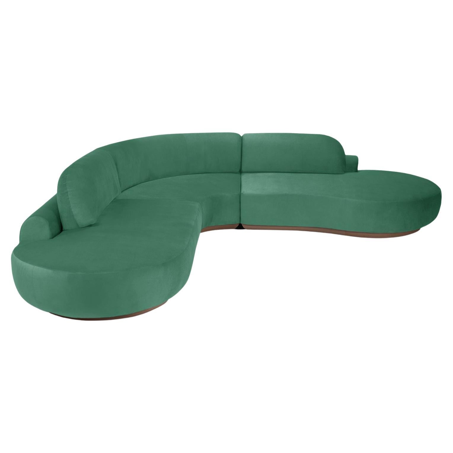 Canapé sectionnel à courbes nues, 3 pièces, en frêne et vert de Paris-056-1 en vente