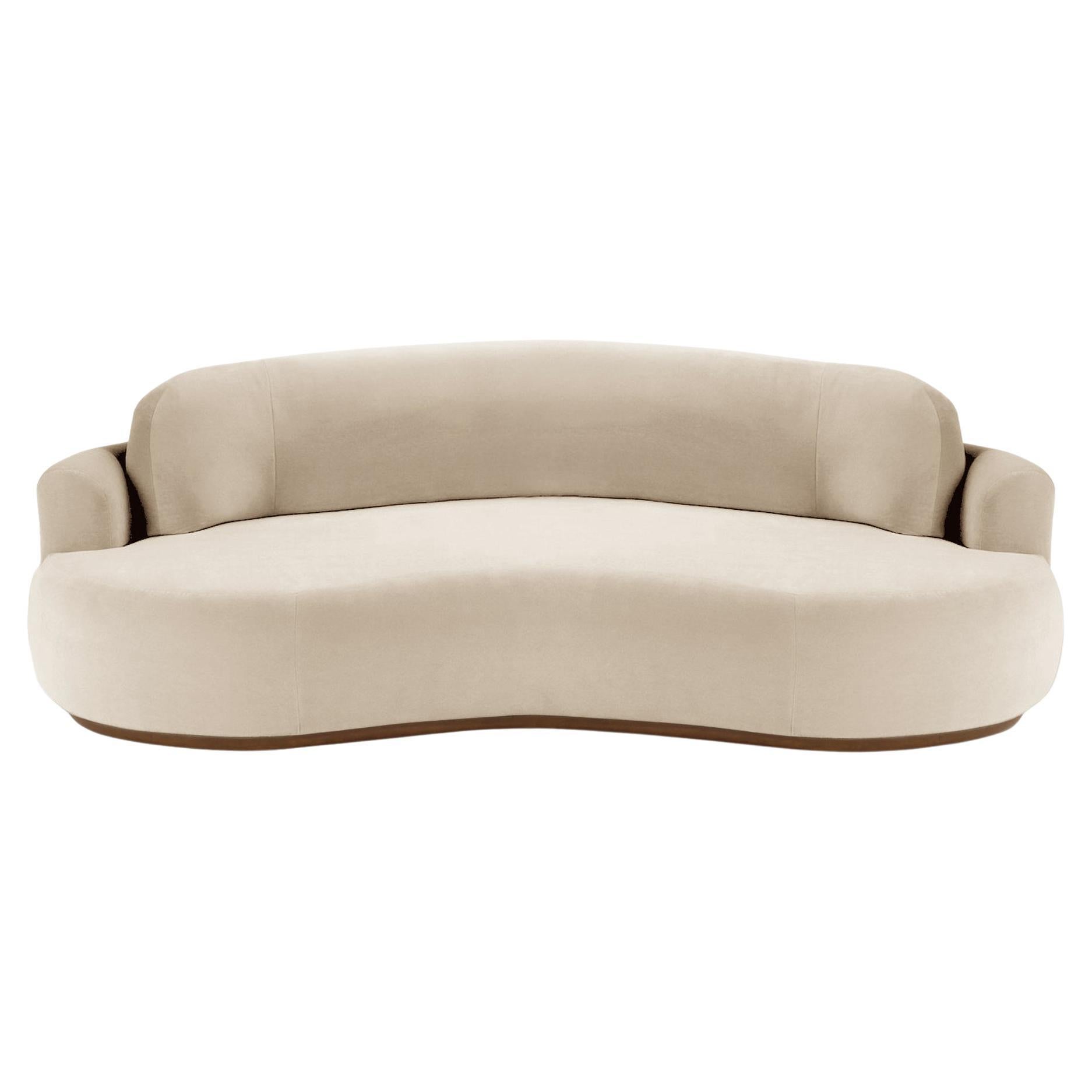 Naked Round Sofa, groß mit Eschenholz-Asche-056-1 und Boucle-Schneef