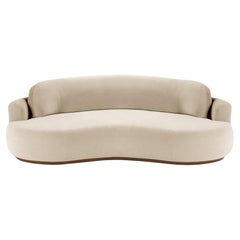 Naked Round Sofa, groß mit Eschenholz-Asche-056-1 und Boucle-Schneef