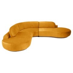 Naked Curved Sectional Sofa, 3 Piece with Beech Ash-056-1 and Corn
