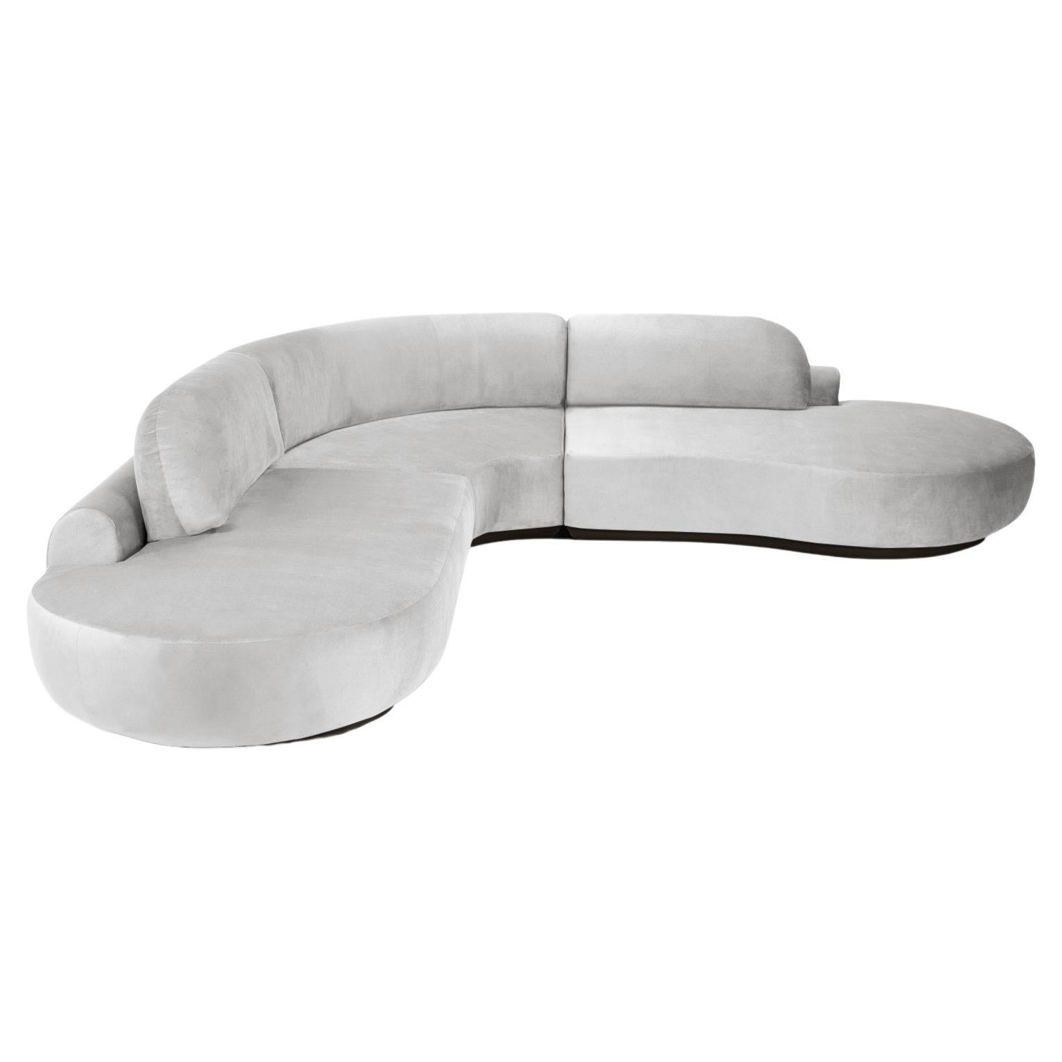 Naked Curved Sectional Sofa, 3 Piece with Beech Ash-056-5 and Aluminium