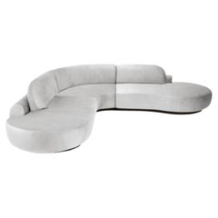 Naked Curved Sectional Sofa, 3 Piece with Beech Ash-056-5 and Aluminium