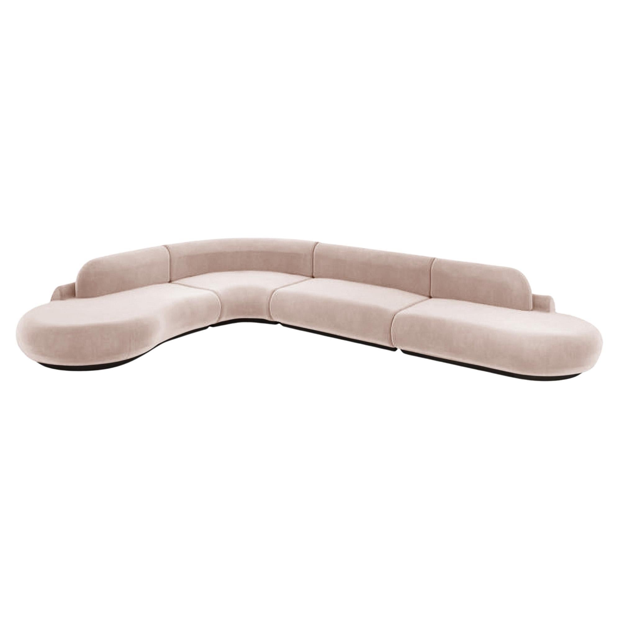 Naked Sectional Sofa, 4 Piece with Beech Ash-056-5 and Vigo Blossom