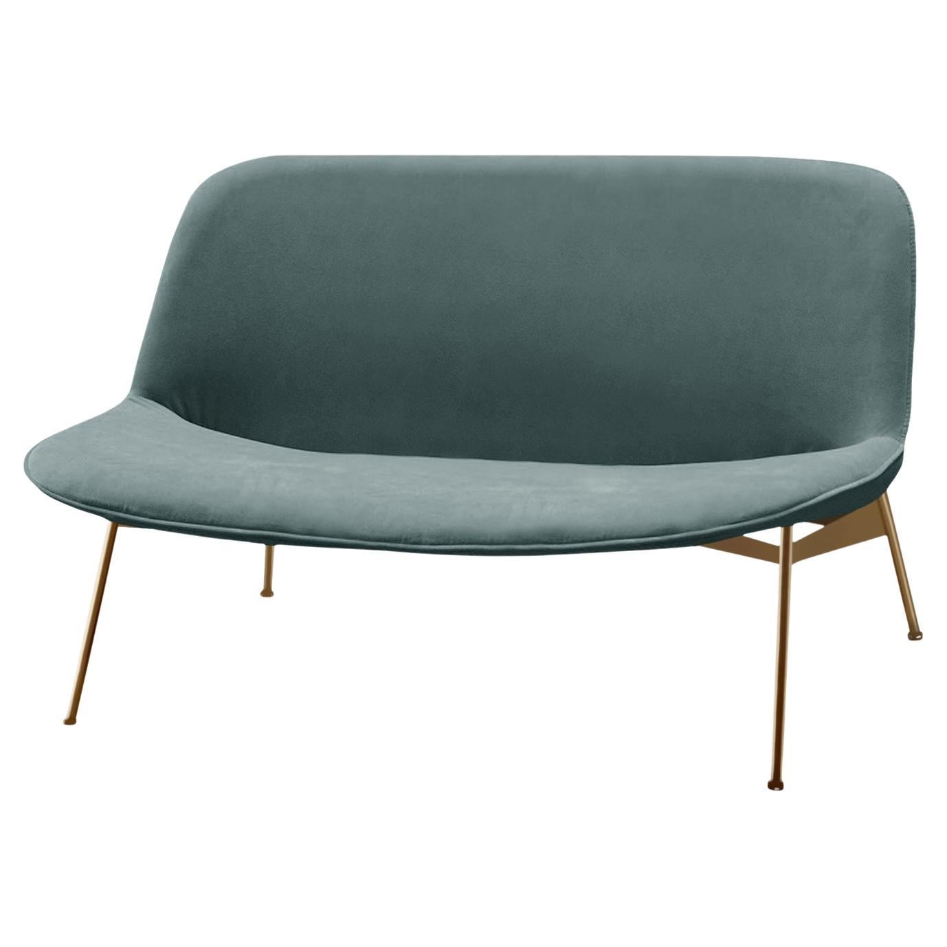 Chiado Sofa, Large with Teal and Gold For Sale