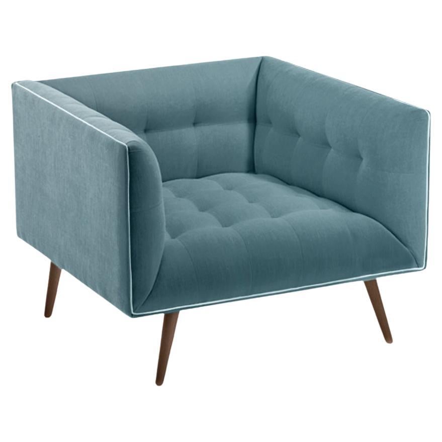 Dust Armchair with Beech Ash-056-1 and Paris Dark Blue For Sale