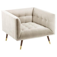 Dust Armchair with Beech Ash-056-1, Polished Brass and Boucle Snow