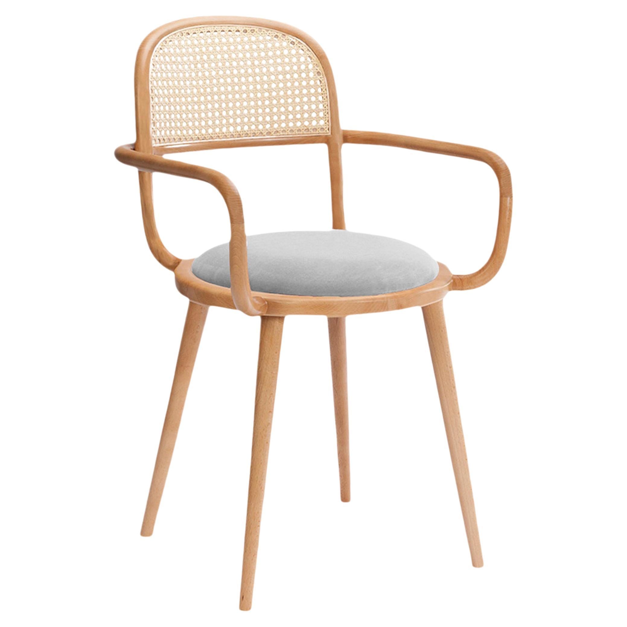 Luc Dining Chair with Natural Oak and Aluminium For Sale