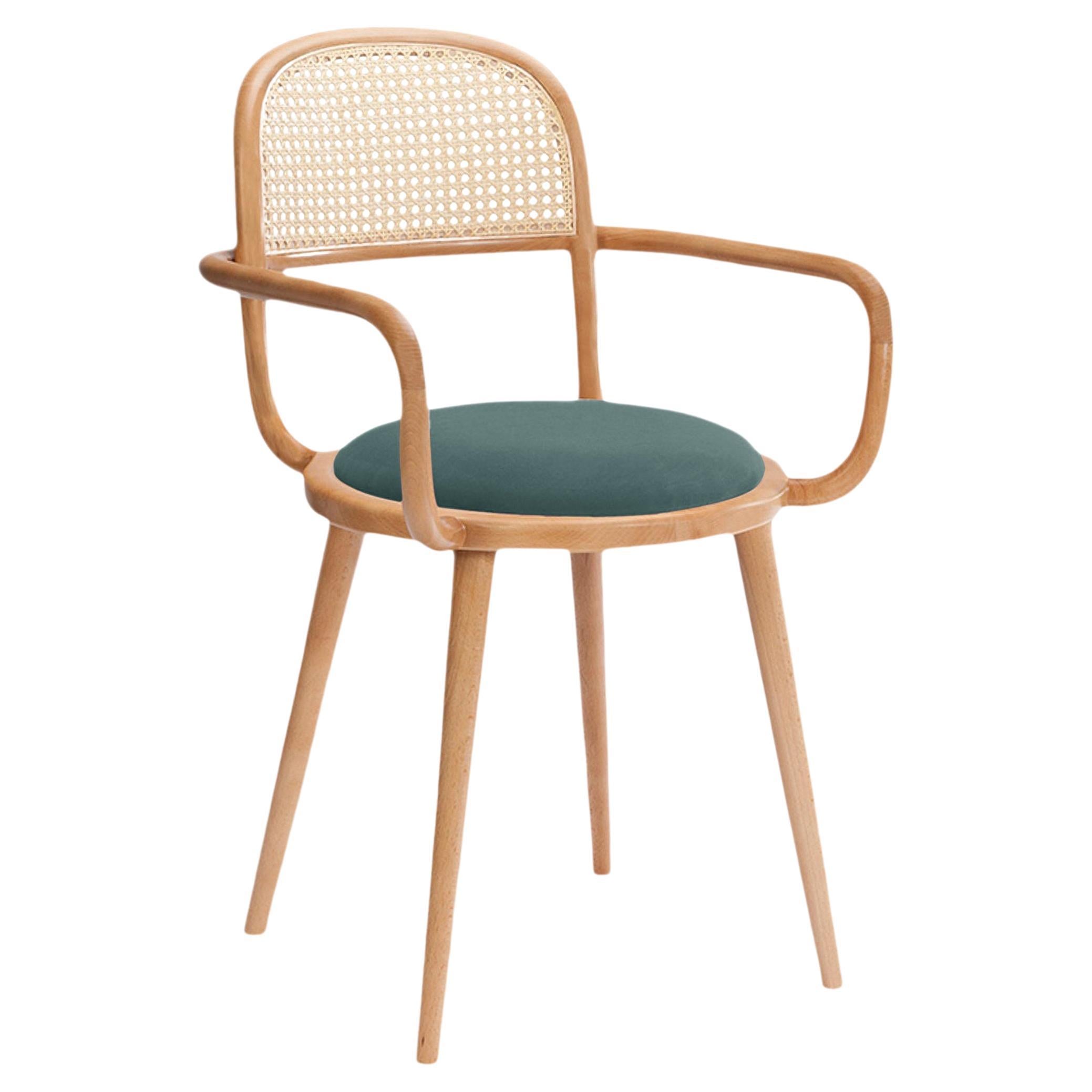 Luc Dining Chair with Natural Oak and Teal For Sale