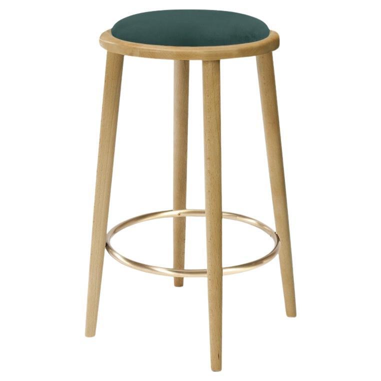 Luc Bar Stool with Natural Oak and Teal