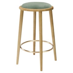 Tabouret de bar Luc en chêne naturel et bois lisse 60