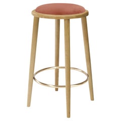 Luc Bar Stool with Natural Oak and Paris Brick