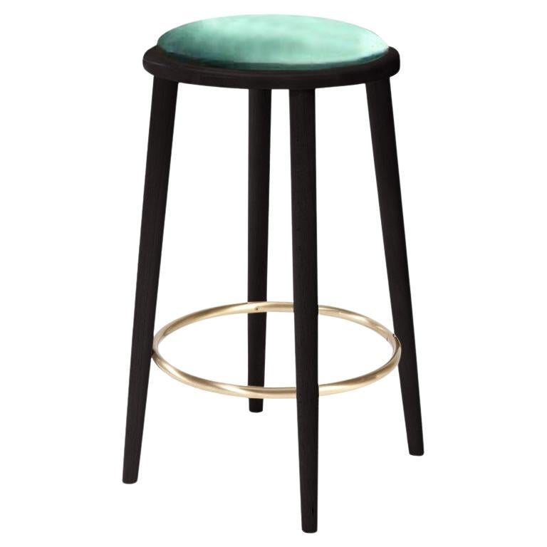 Luc Bar Stool with Beech Ash-056-5 and Paris Green For Sale