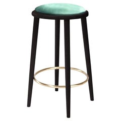 Tabouret de bar Luc en hêtre-056-5 et vert de Paris