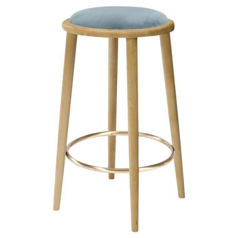 Luc Counter Stool with Natural Oak and Paris Safira For Sale