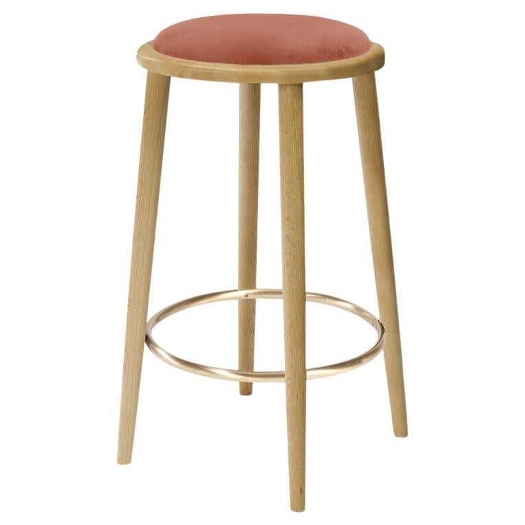 Luc Counter Stool with Natural Oak and Paris Brick For Sale