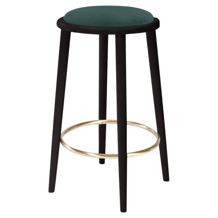 Luc Counter Stool with Beech Ash-056-5 and Teal For Sale