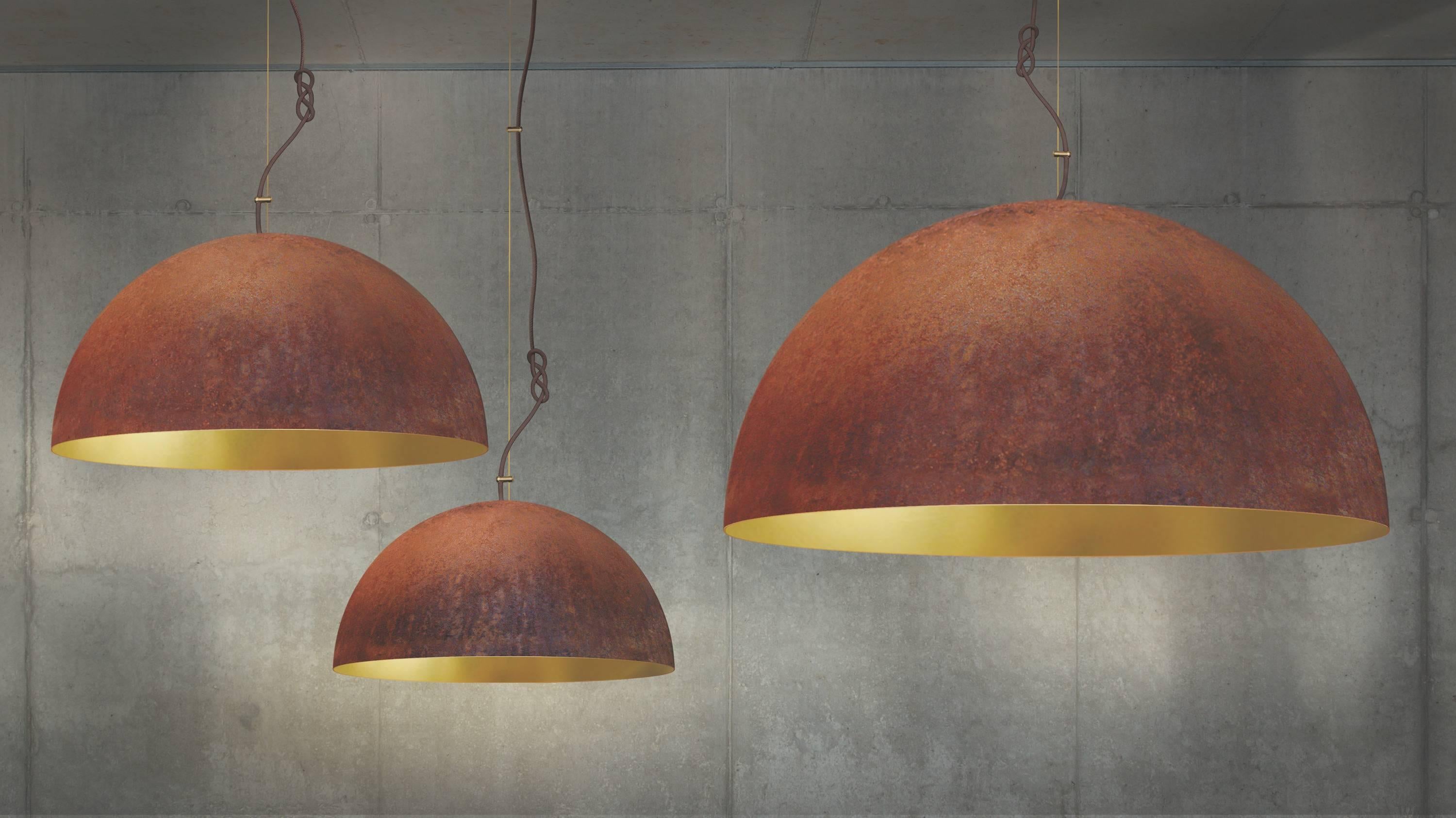 Modern Queen Pendant Medium-Ceiling Lamp-Made from Corroding Steel For Sale