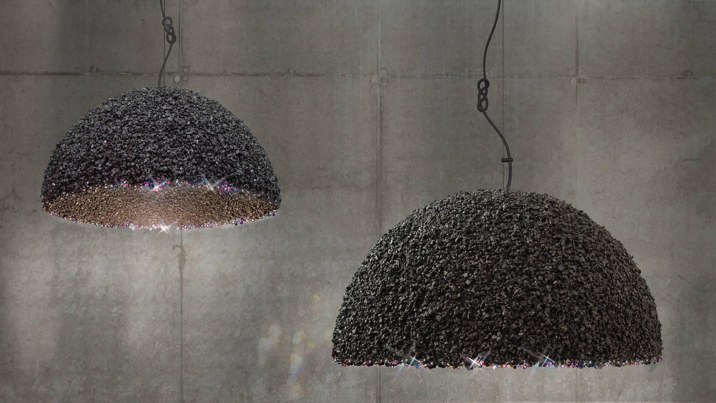 Moderne Grande lampe à suspension duchesse noire en cristal Swarovski en vente