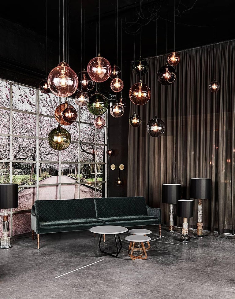 Ballroom Extra Large Purple Pendant with Edge Brass Socket Ceiling Lamp