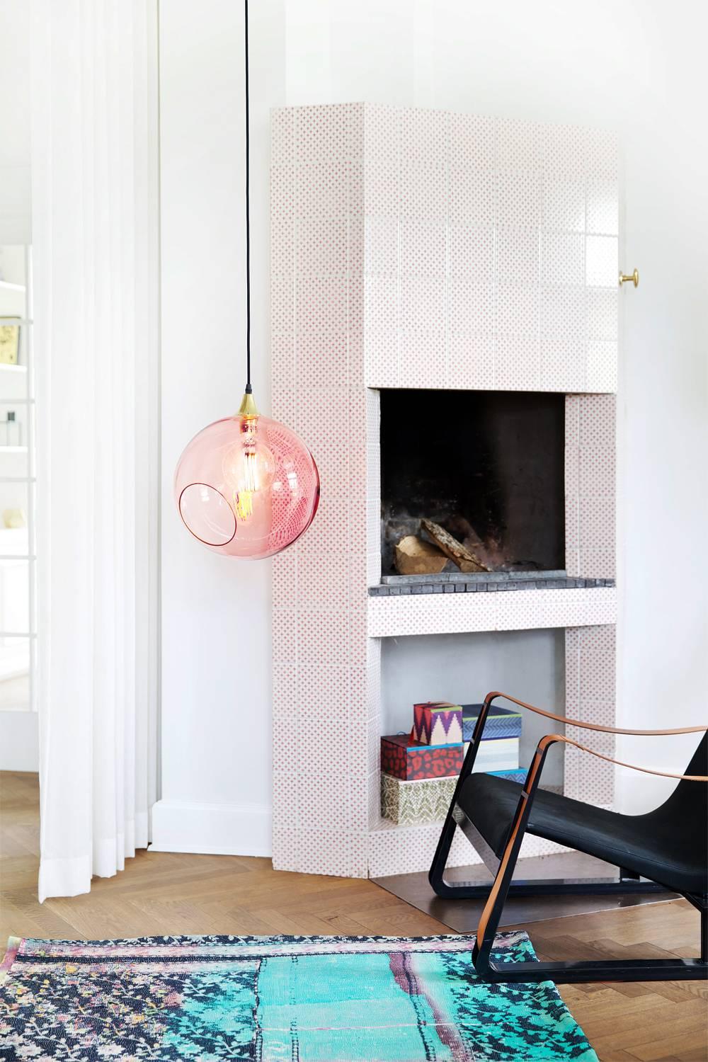 pink and gold ceiling light