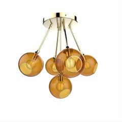 Ballroom-Kronleuchter, Molecule Gold/Grün, Goldsockel