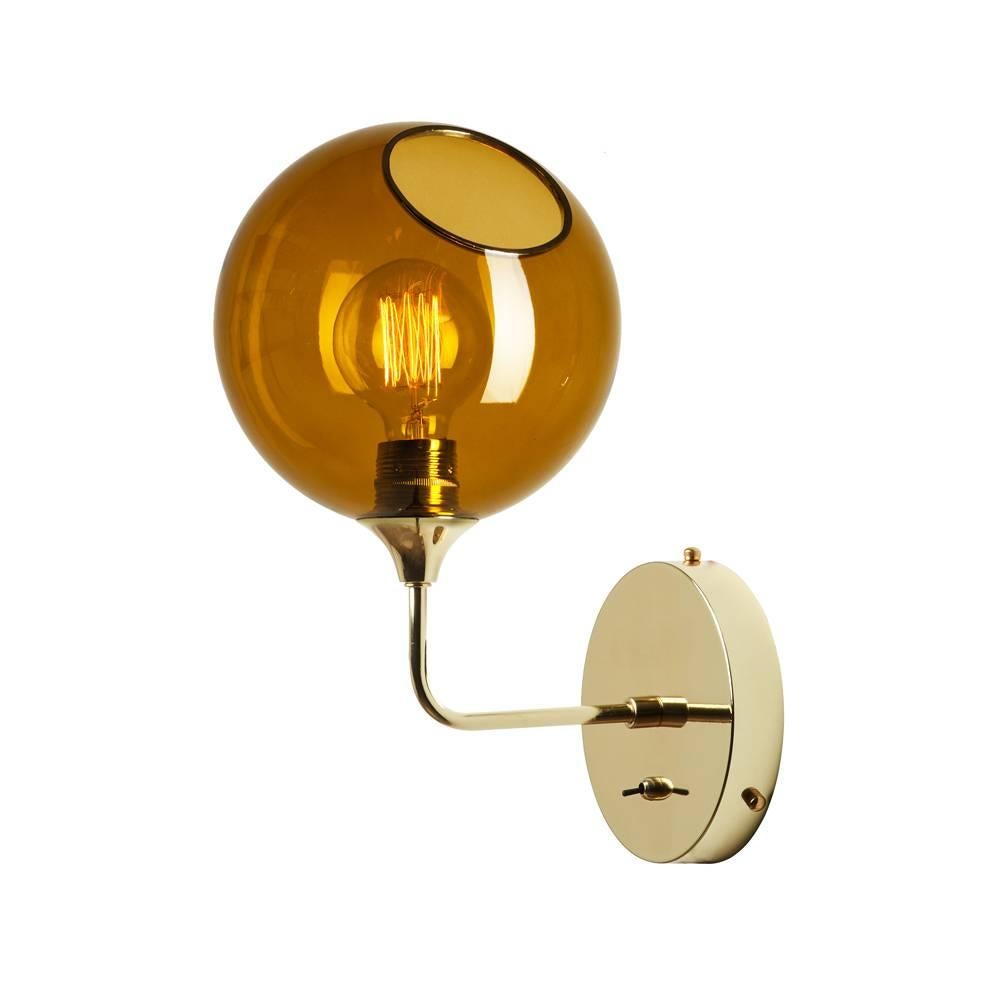 Danish design from Design by US

The spherical Ballroom sconces with translucent hues will create a subtle warm glow in your interior.

 Material: Mouth blown and hand-painted glass with silver painted edges.

The lamp is only for direct