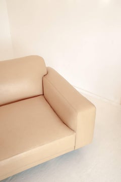 Contemporary Flora Sofa in Cane Leather with White Oak Base