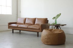 Contemporary Pouf Beanbag in Leather