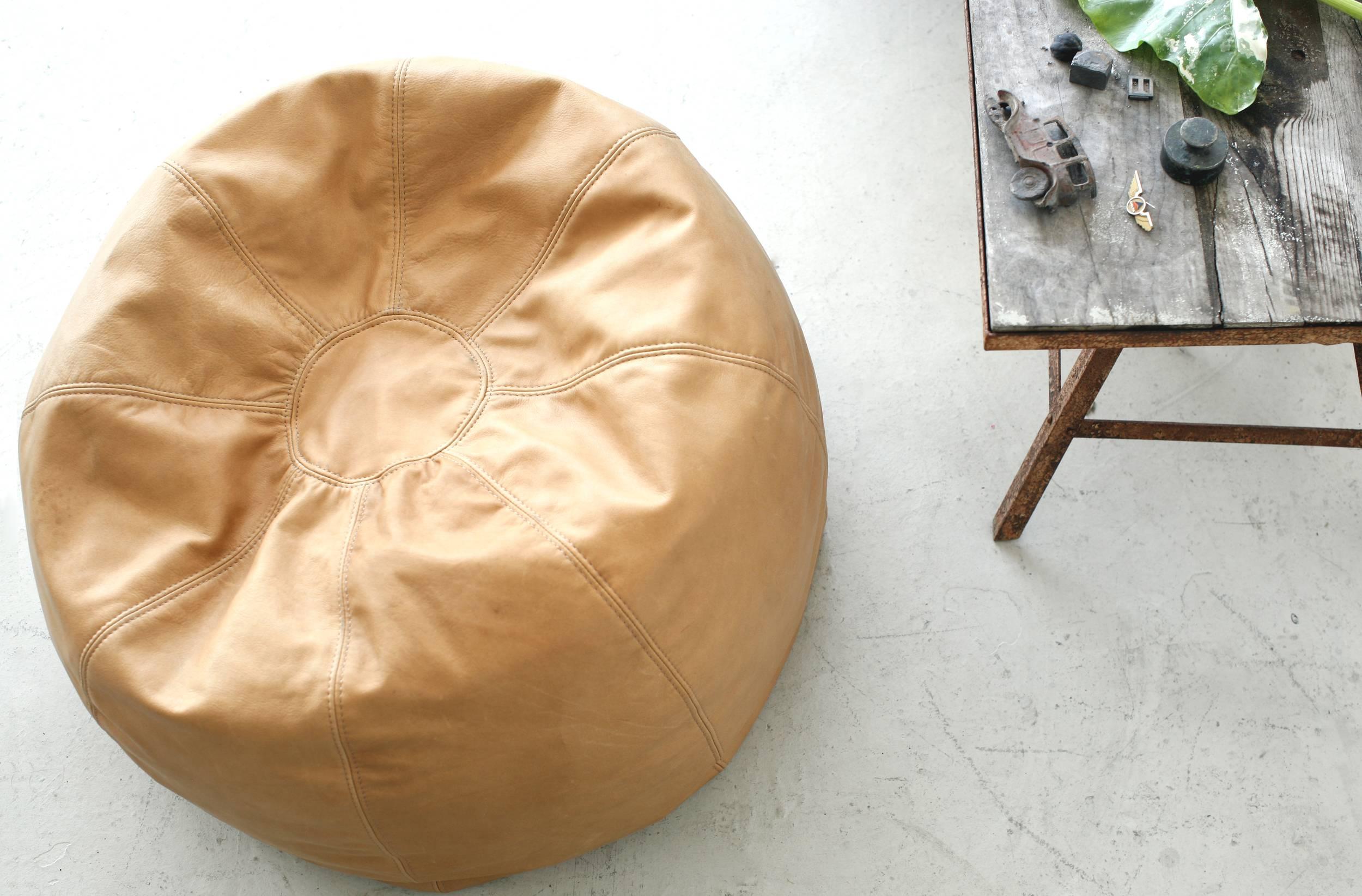 Modern Contemporary Pouf Beanbag in Leather