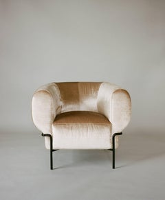 Contemporary Madda Lounge Chair in Pixel Phantom Velvet