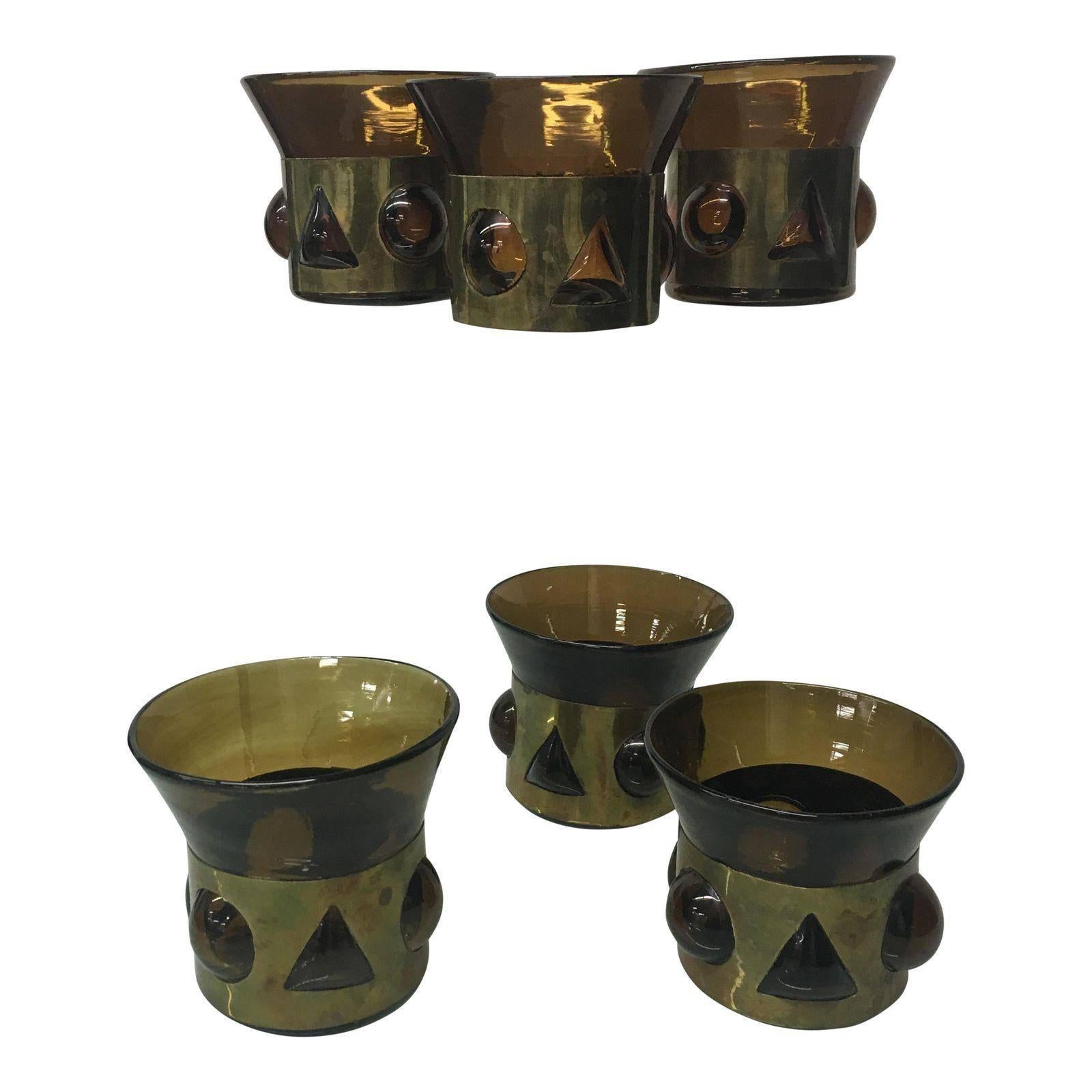 Imprisoned Glasses by Felipe Derflingher, Set of Six