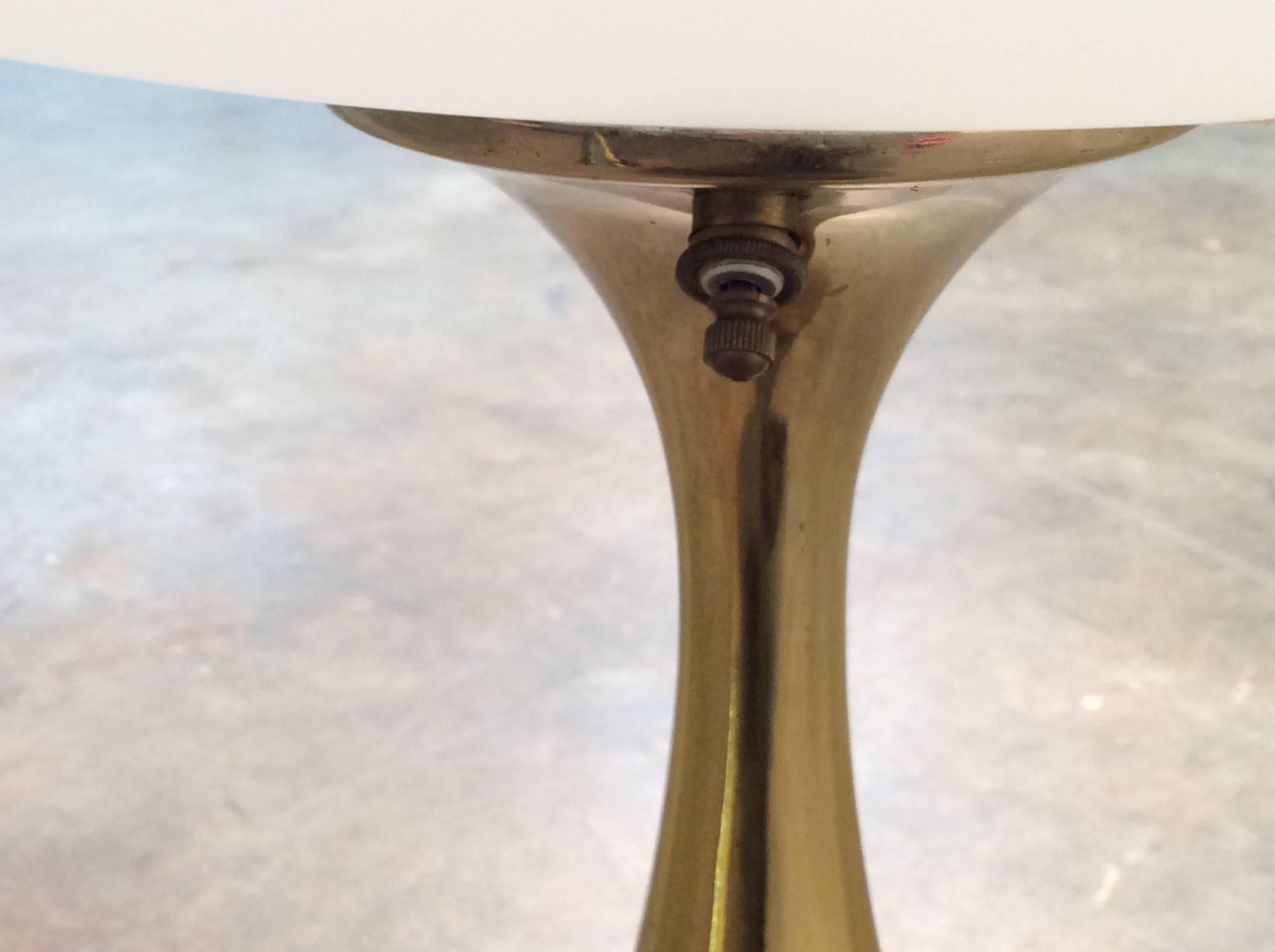 Pair of Mushroom Lamps by Bill Curry for Laurel Lamp Co. Italian Glass Shades 3