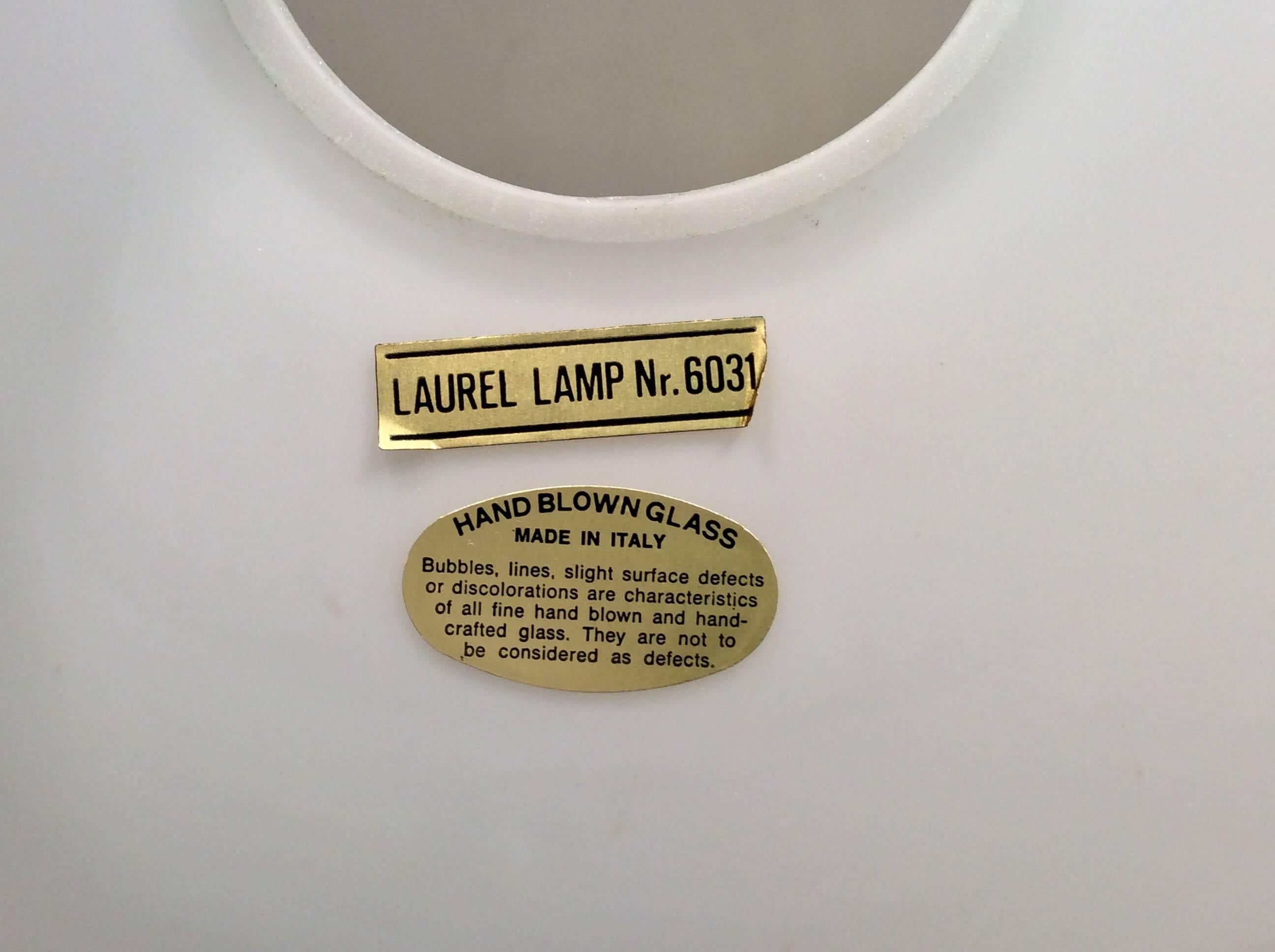 Brass Pair of Mushroom Lamps by Bill Curry for Laurel Lamp Co. Italian Glass Shades