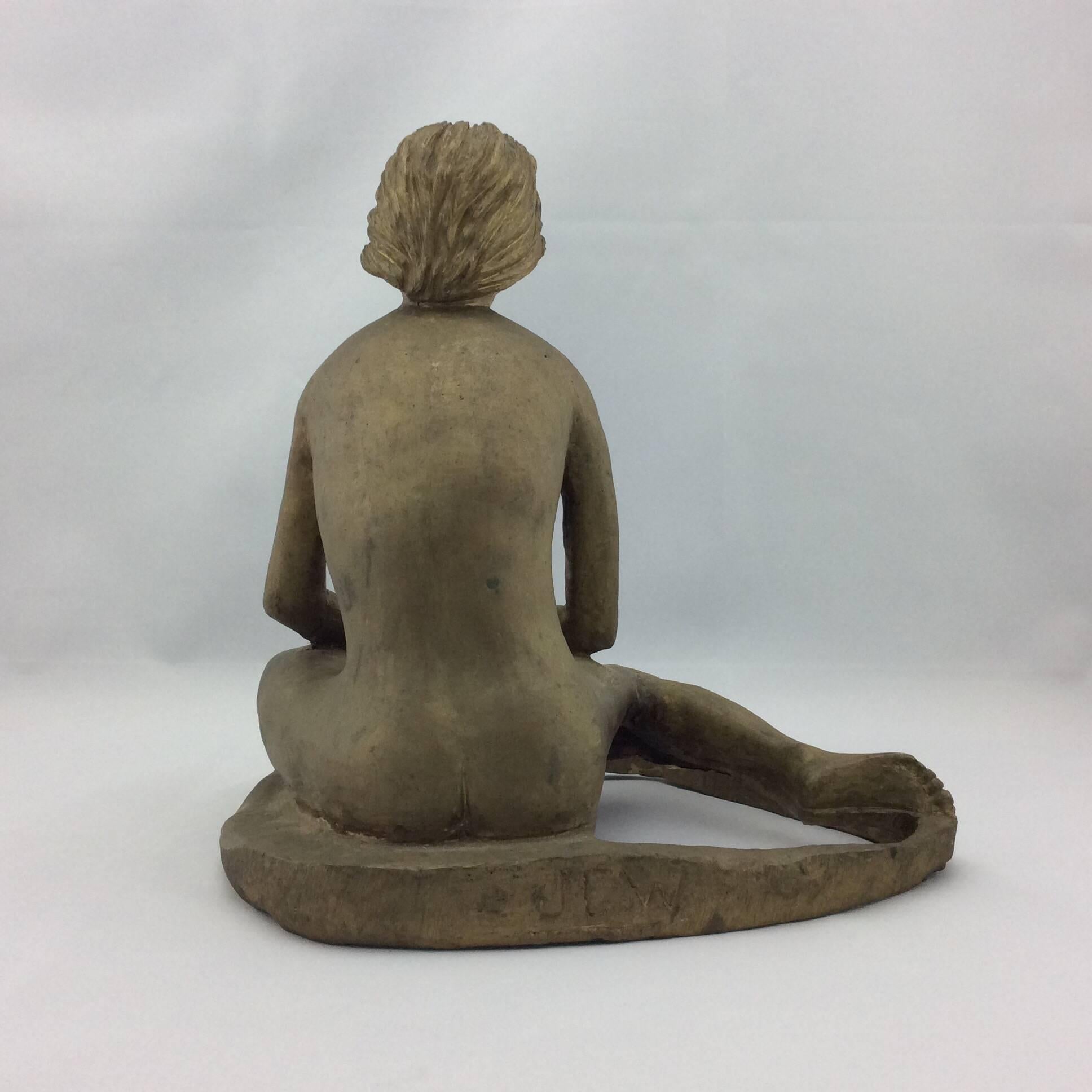Mid-20th Century Vintage Midcentury Brass Nude Sculpture Signed For Sale
