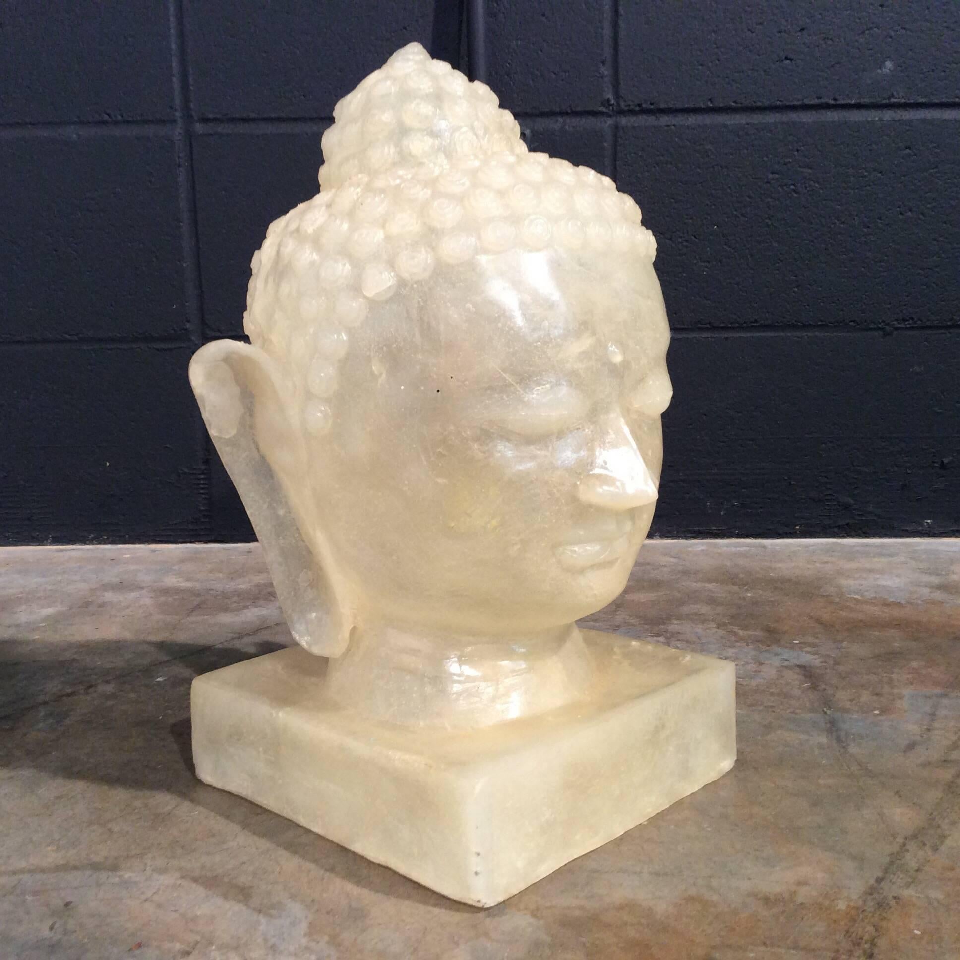 Mid-Century Modern Handmade Fiberglass Buddha Head Lamp, Boho Style 2