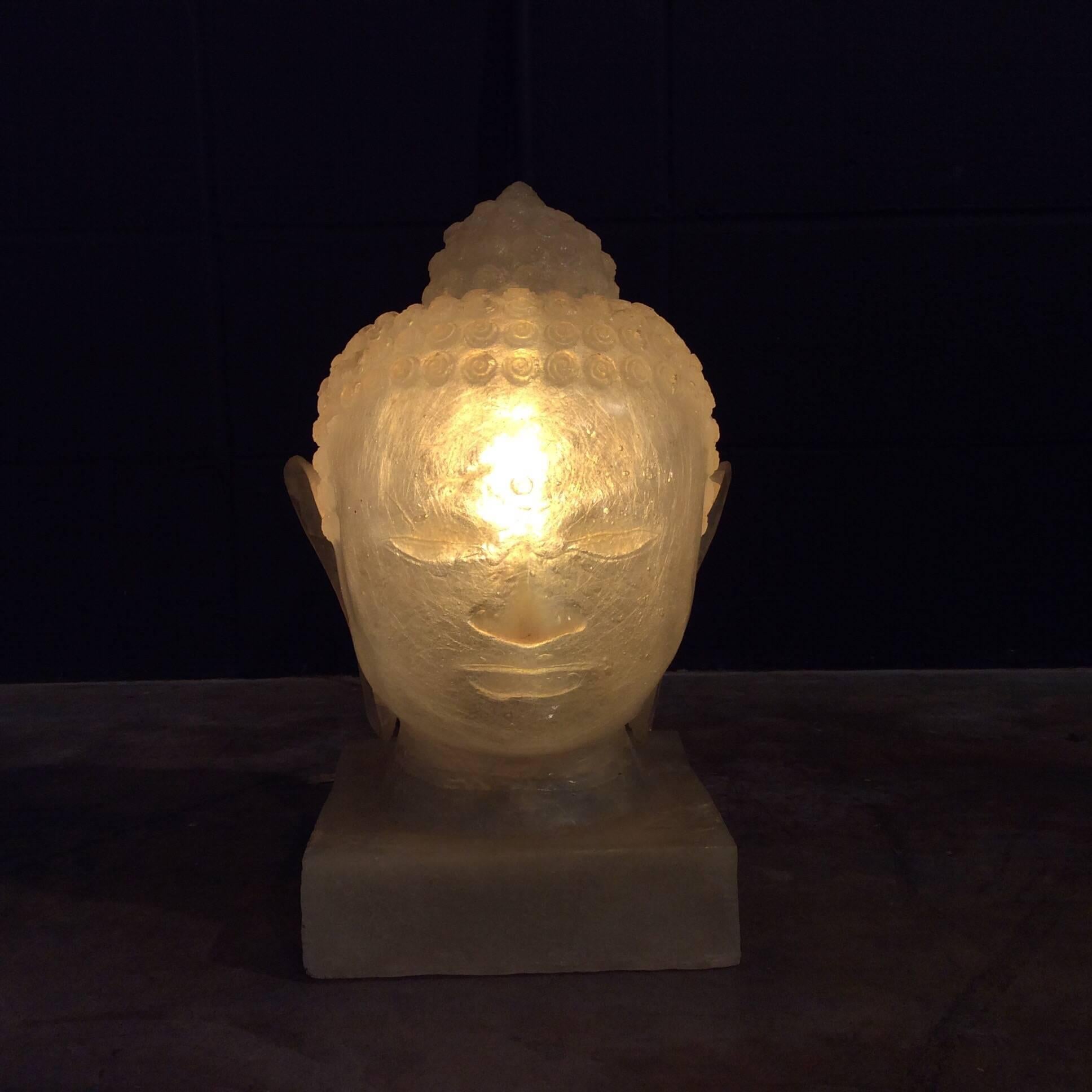 Mid-Century Modern Handmade Fiberglass Buddha Head Lamp, Boho Style 6