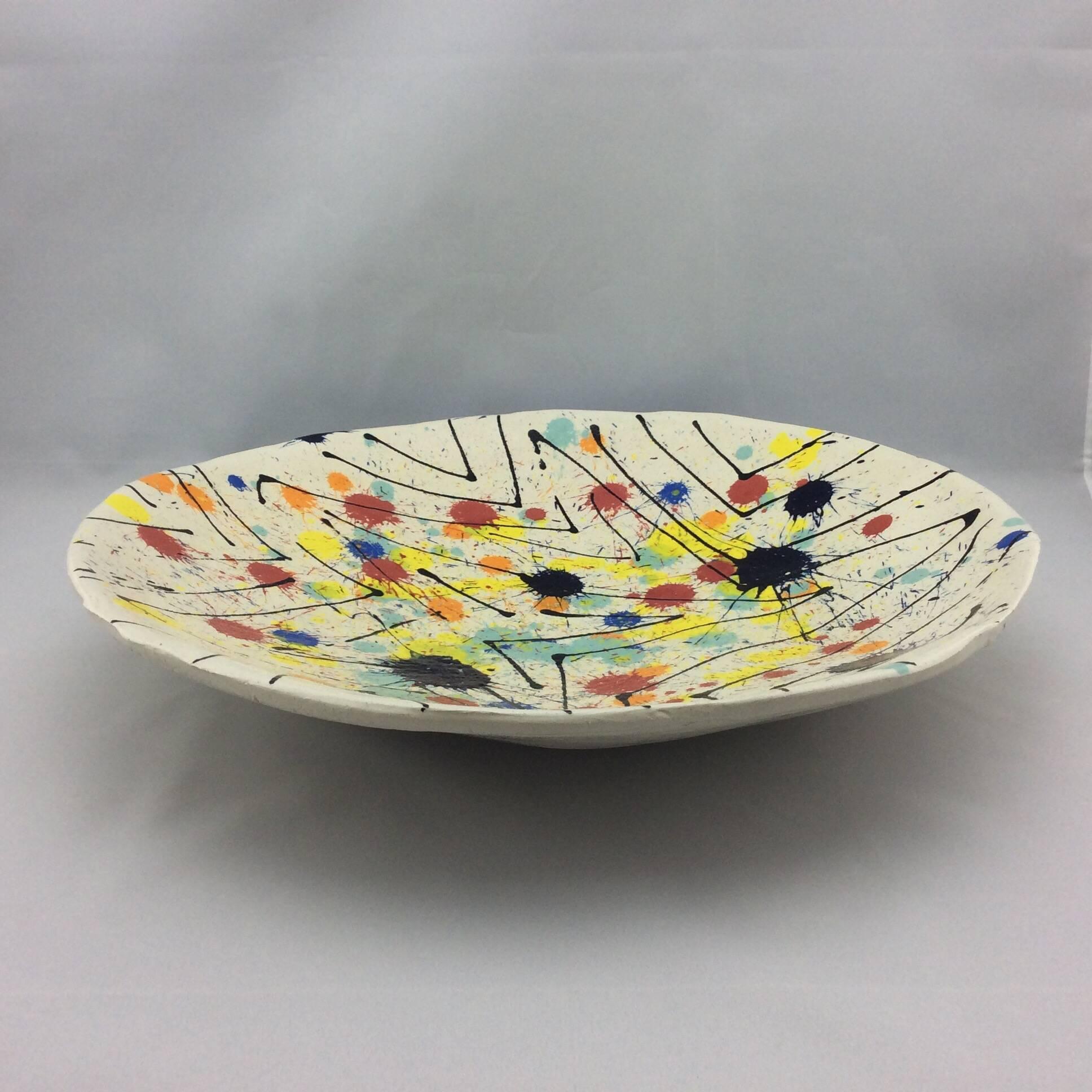 Late 20th Century Large Vintage Abstract Studio Pottery Platter, Signed and Dated 1972