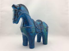 Italian Mid-Century Modern Rimini Blu Horse by Aldo Londi for Bitossi
